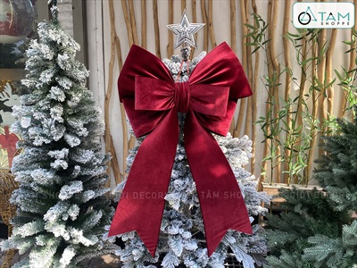 Nơ đỏ vải nhung xịn 4 cánh đuôi cá cỡ lớn [Đứng form] PK-NO-14